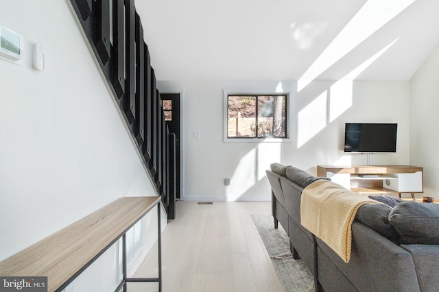 living room featuring light hardwood / wood-style flooring