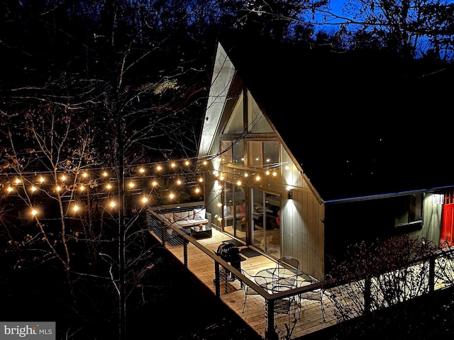 view of patio at twilight