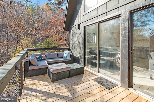 deck featuring an outdoor living space