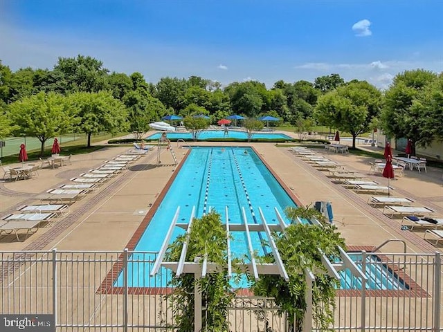 view of pool with fence