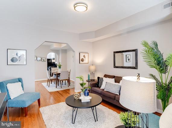 living room featuring light hardwood / wood-style floors