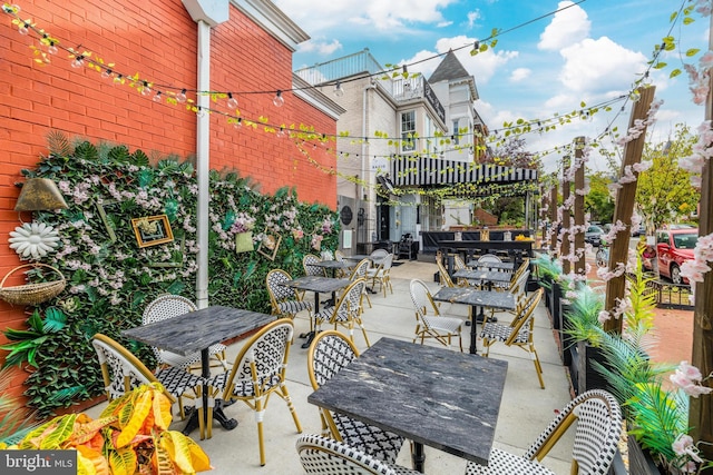 view of patio / terrace featuring a pergola