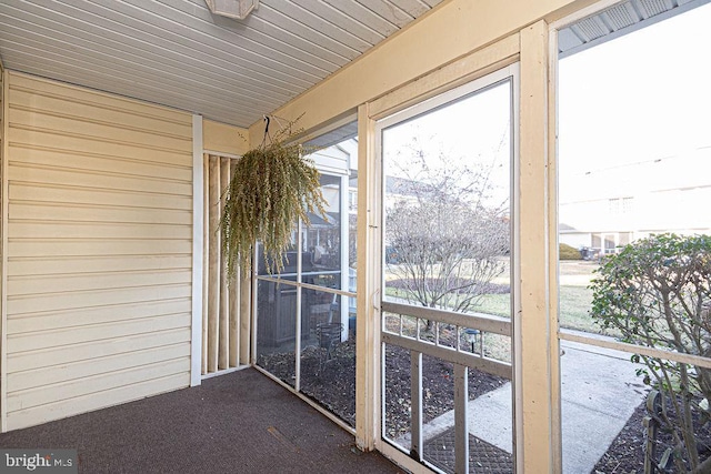 view of unfurnished sunroom