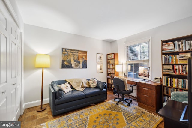 office with hardwood / wood-style floors