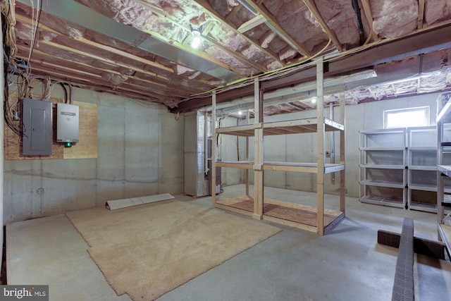 basement with electric panel