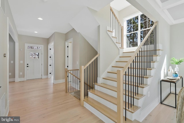 foyer with light hardwood / wood-style flooring