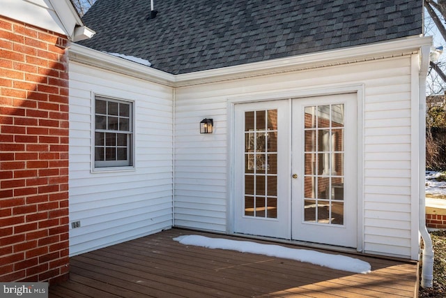 wooden deck with french doors