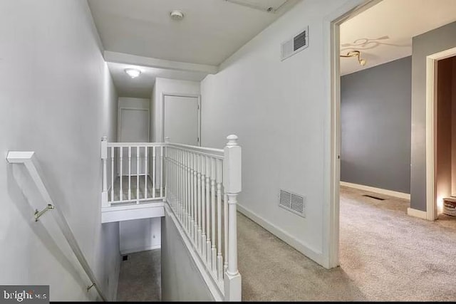 hallway with carpet flooring