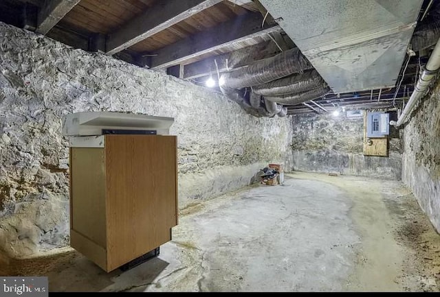 basement with electric panel