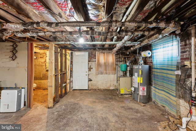 basement with water heater