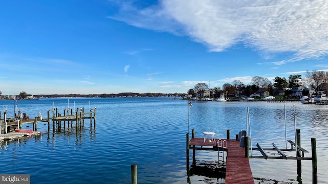 view of dock featuring a water view