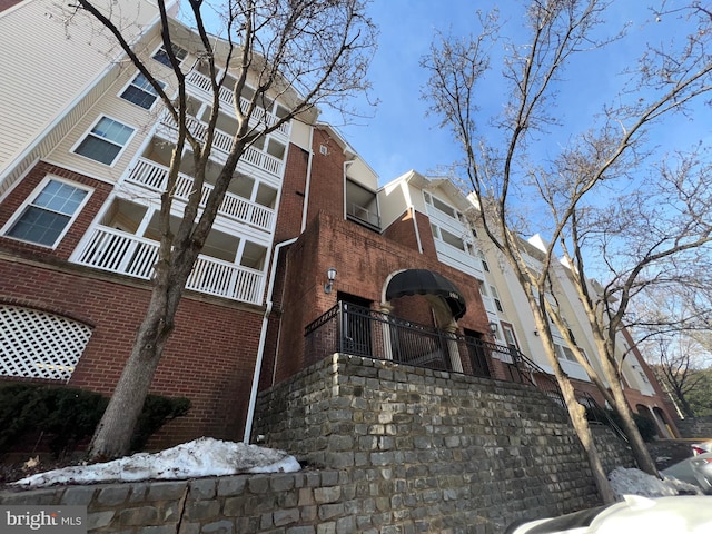 view of snow covered property