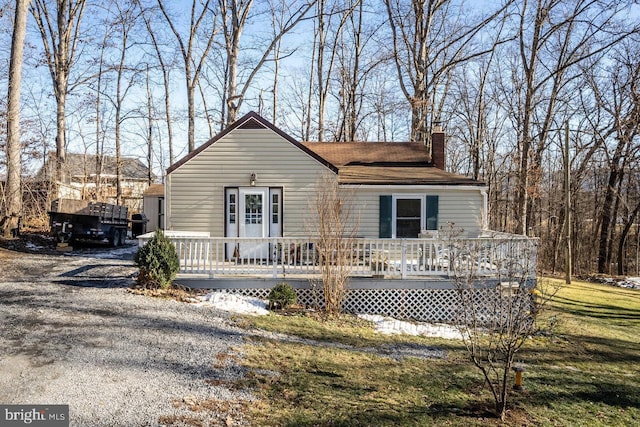 view of front of home with a deck