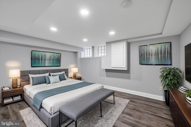 bedroom featuring dark wood-type flooring