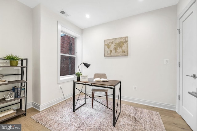 office featuring light hardwood / wood-style floors