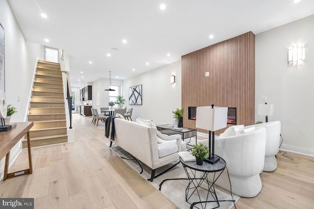 living room featuring light wood-type flooring