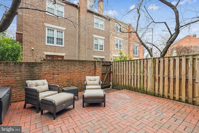 view of patio featuring an outdoor living space