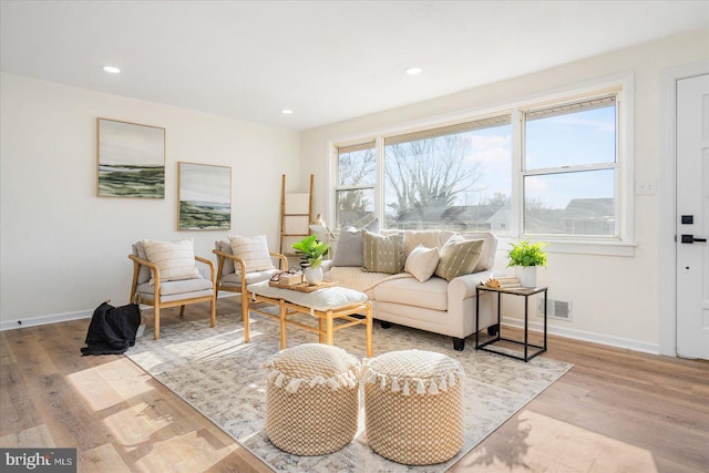 living room featuring light hardwood / wood-style floors