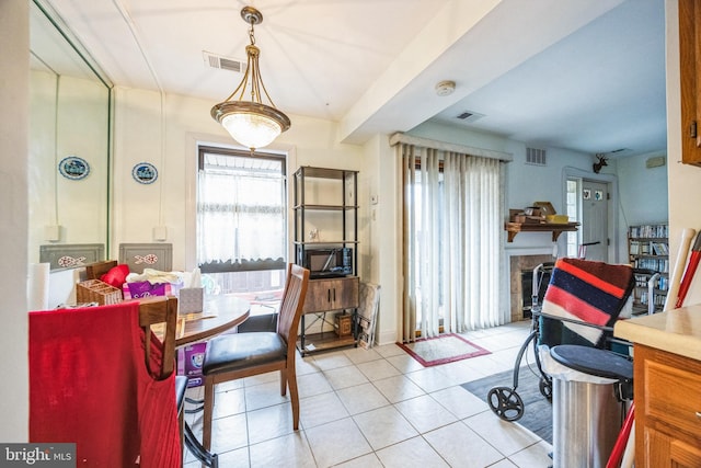 view of tiled dining room