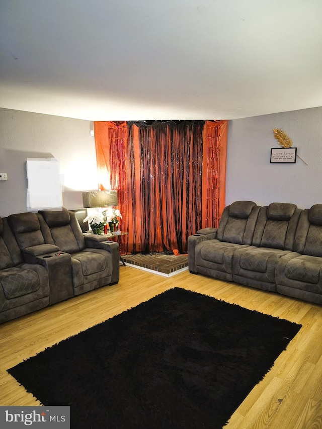 living room with hardwood / wood-style flooring