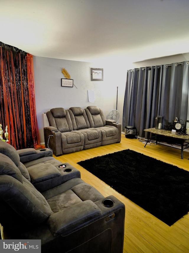 living room with hardwood / wood-style flooring