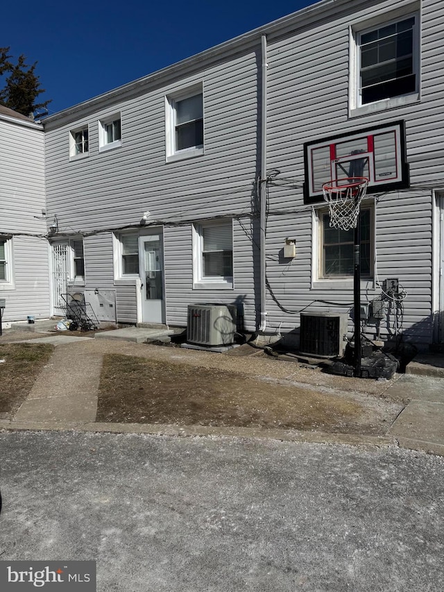 exterior space featuring central air condition unit