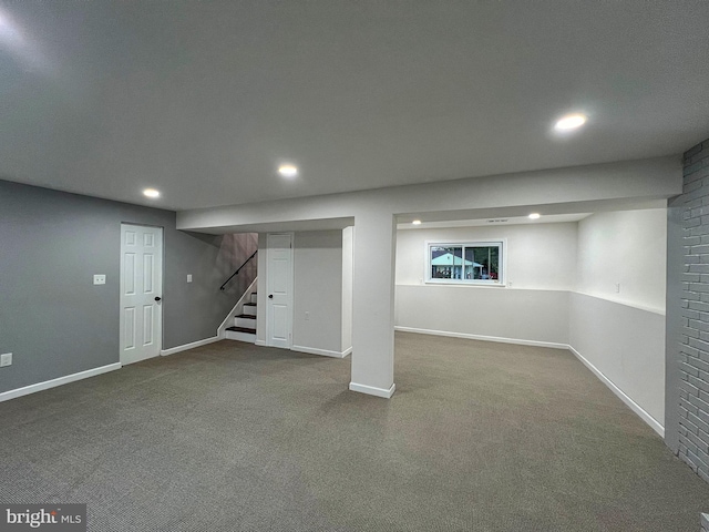 basement with carpet