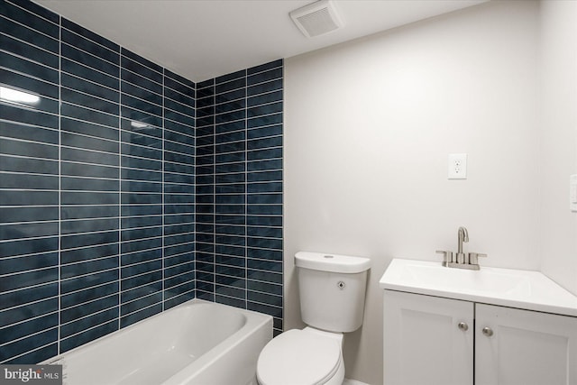 full bathroom with vanity, shower / bathing tub combination, and toilet