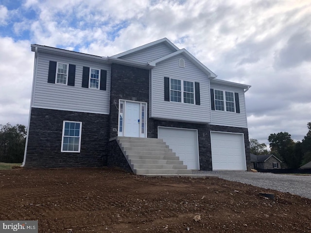 bi-level home with a garage