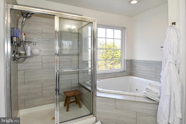 bathroom with independent shower and bath