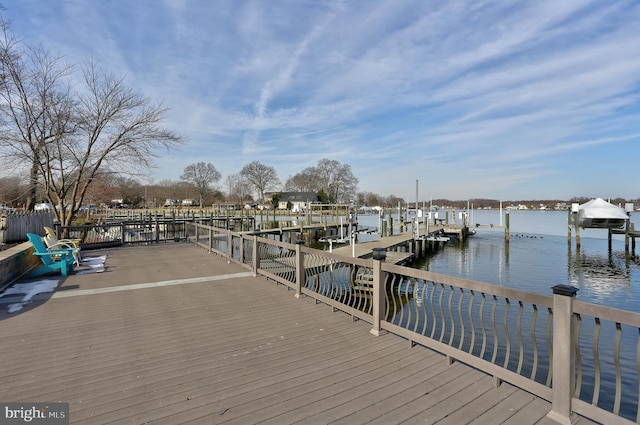 view of dock featuring a water view