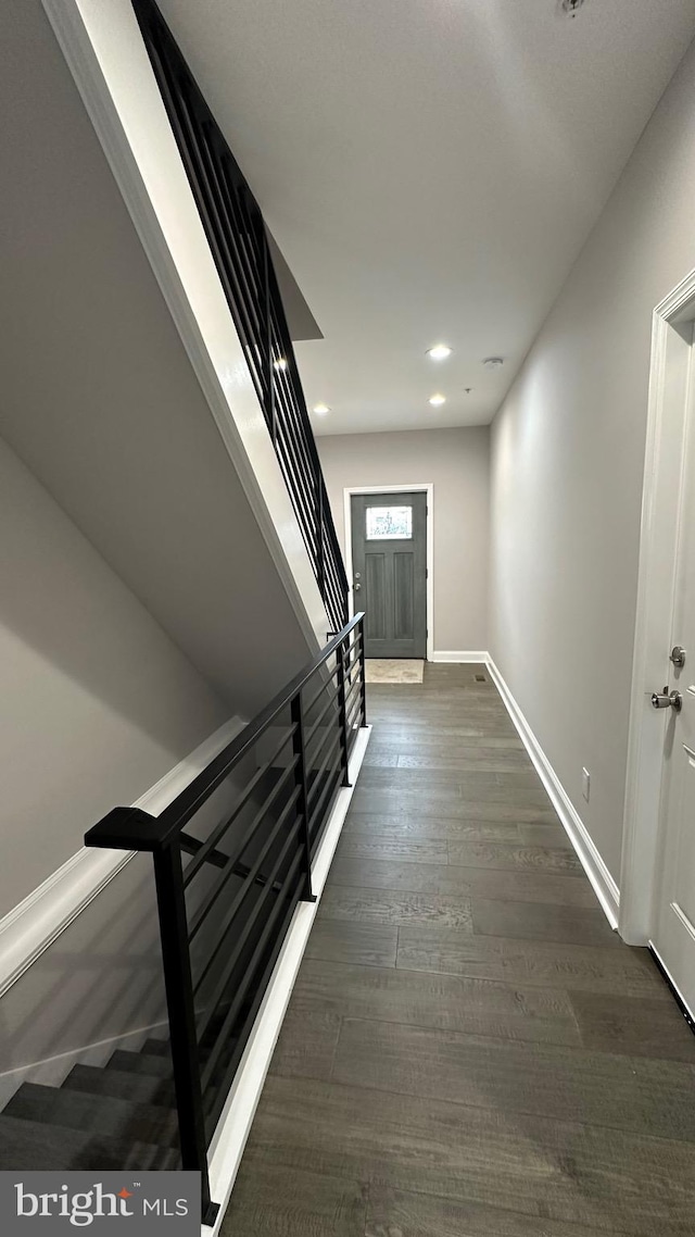 hall featuring dark hardwood / wood-style flooring