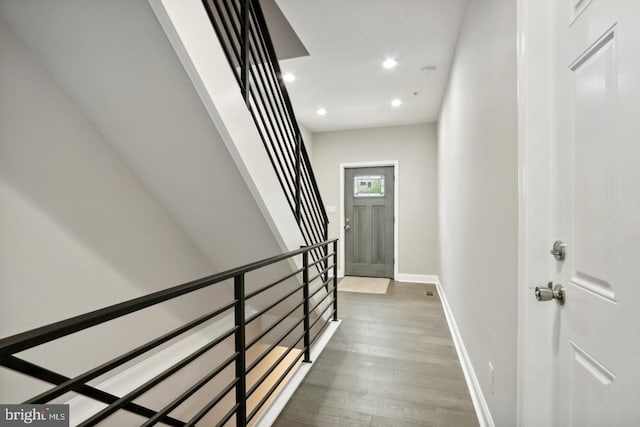 hall featuring hardwood / wood-style flooring