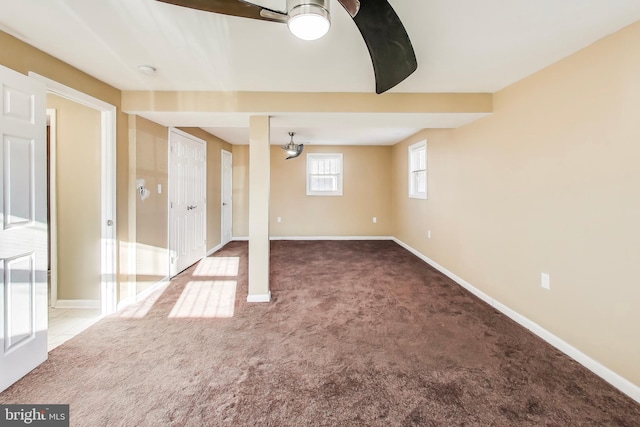 basement with carpet floors