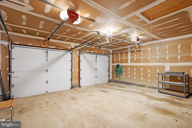 garage with a garage door opener