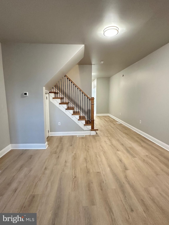 interior space with light hardwood / wood-style floors