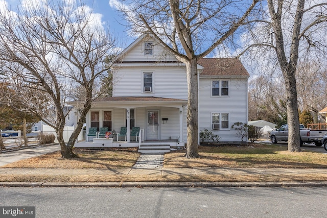 view of front facade featuring covered porch