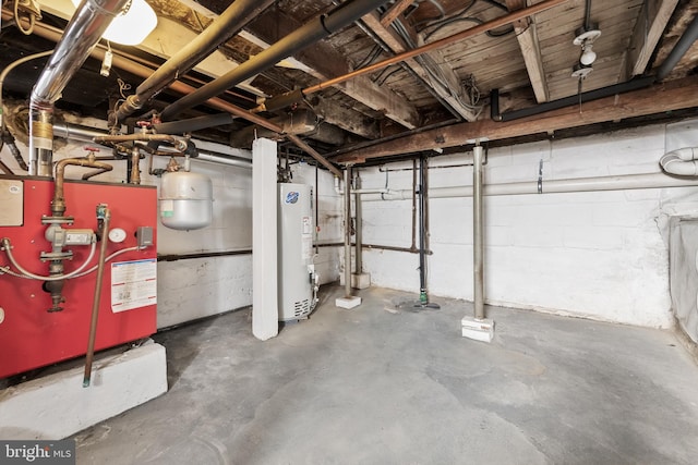 basement featuring water heater