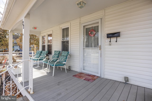 deck featuring a porch