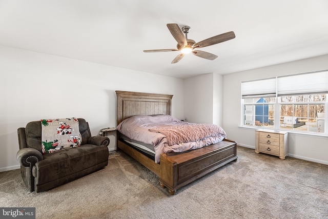 bedroom with carpet floors and ceiling fan