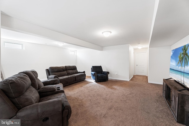 living room with carpet