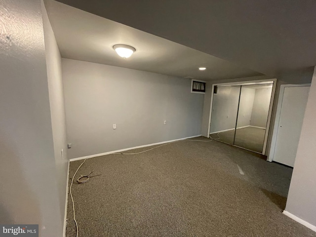 basement with carpet floors