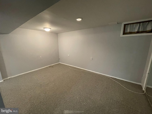 basement with carpet