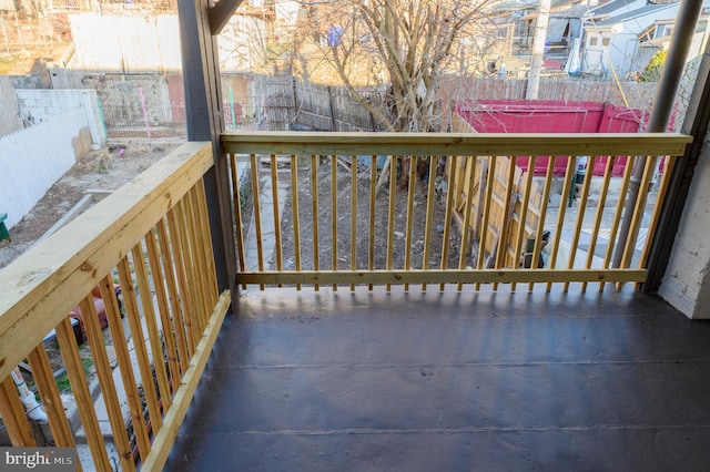 view of wooden balcony with a deck