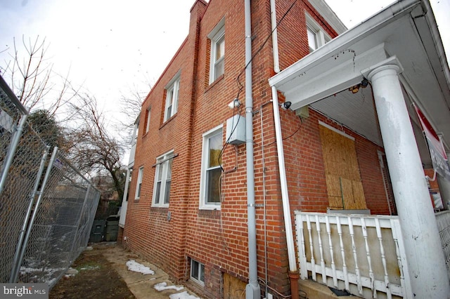 view of home's exterior featuring a porch