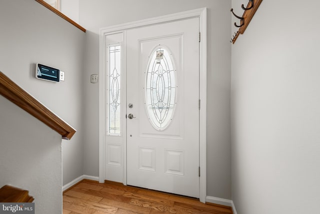 foyer entrance featuring light hardwood / wood-style floors