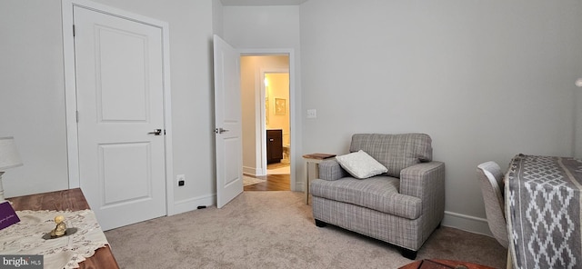 sitting room with light carpet