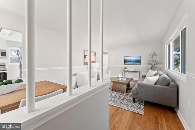 living room with hardwood / wood-style floors