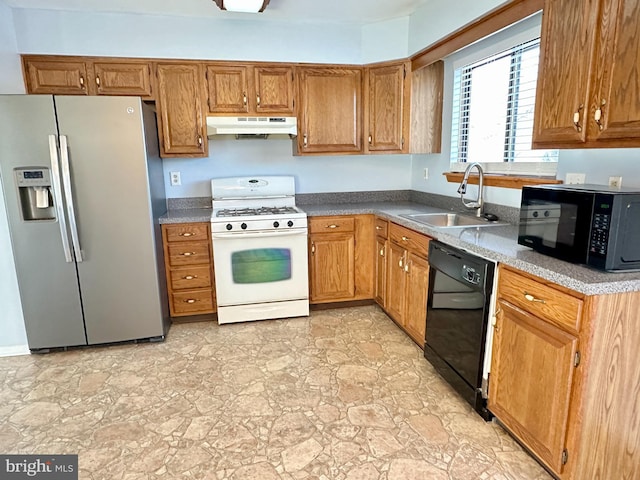 kitchen featuring sink and black appliances