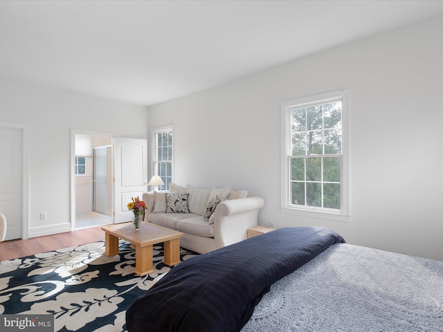 bedroom with light hardwood / wood-style flooring